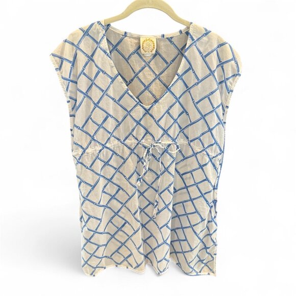 Beaufort Bonnet Company Blue Bamboo Print Cotton Swim Cover-Up XS/S Vacation - Picture 1 of 7
